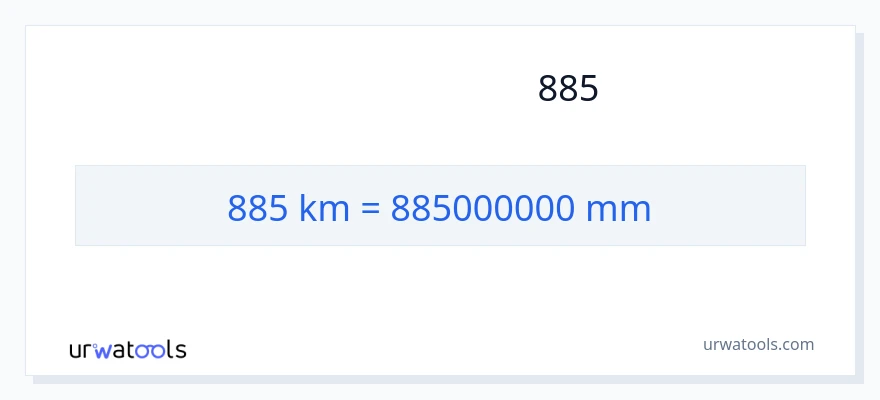 تبدیل 885 کیلومتر به میلی‌متر