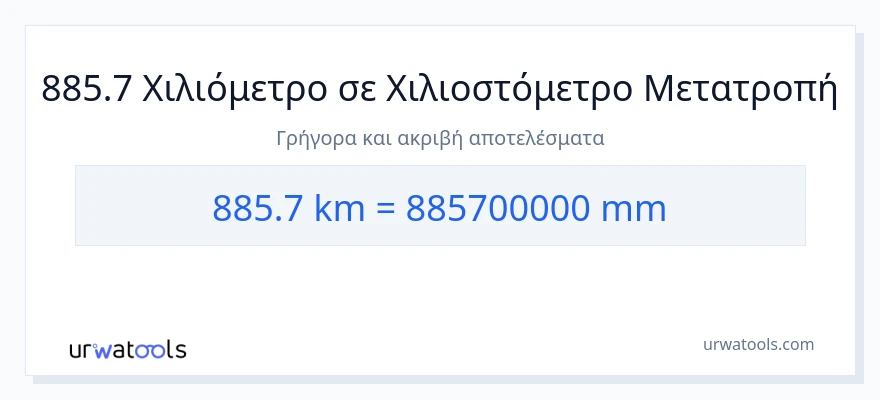 Μετατροπή 885.7 χιλιόμετρα σε χιλιοστά