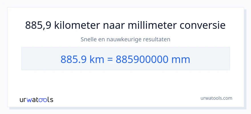 885.9 kilometers naar millimeters conversie