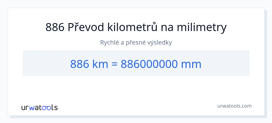 Konverze z kilometry na milimetry: 886