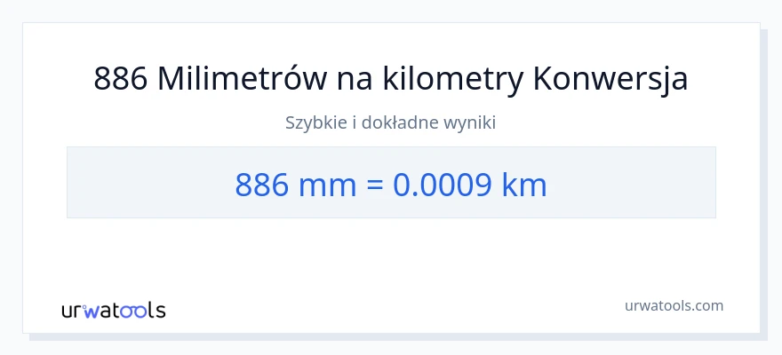 Konwersja 886 milimetry do kilometrów
