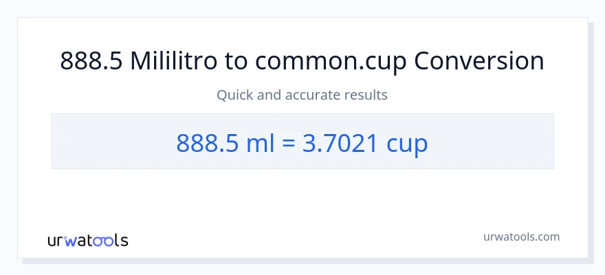 888.5 mga mililitro patungong mga tasa na conversion