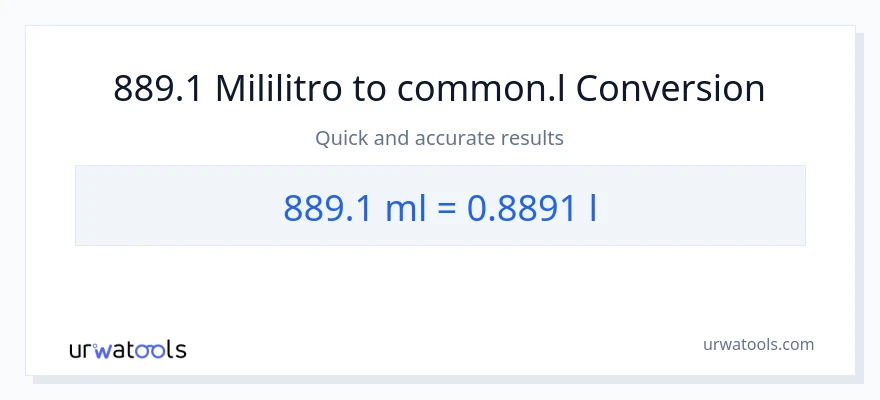 889.1 mga mililitro patungong Liters na conversion