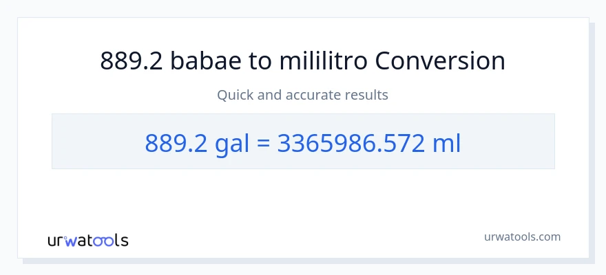 889.2 Mga galon patungong mga mililitro na conversion