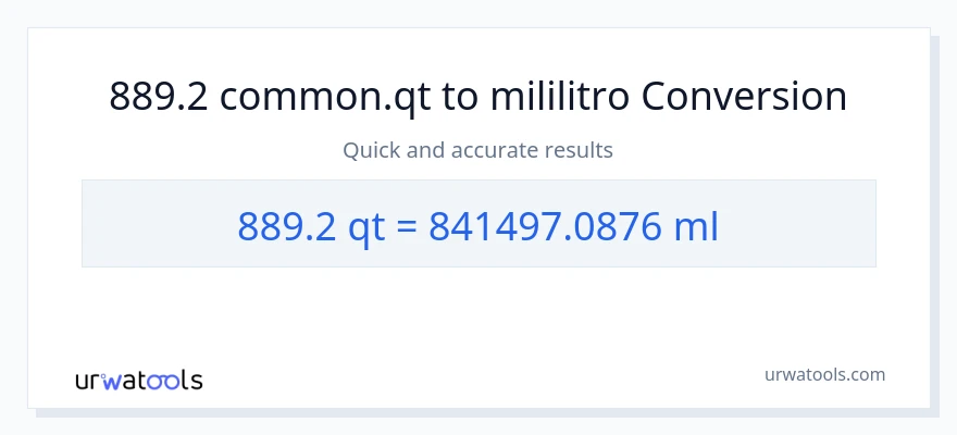 889.2 Quarts patungong mga mililitro na conversion