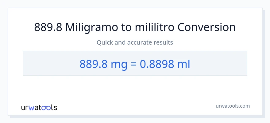 889.8 miligramo patungong mga mililitro na conversion