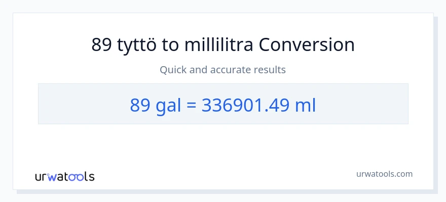 89 Gallonat - millilitraa muunnos