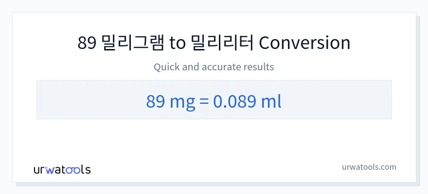 89 밀리그램에서 밀리리터으로의 변환