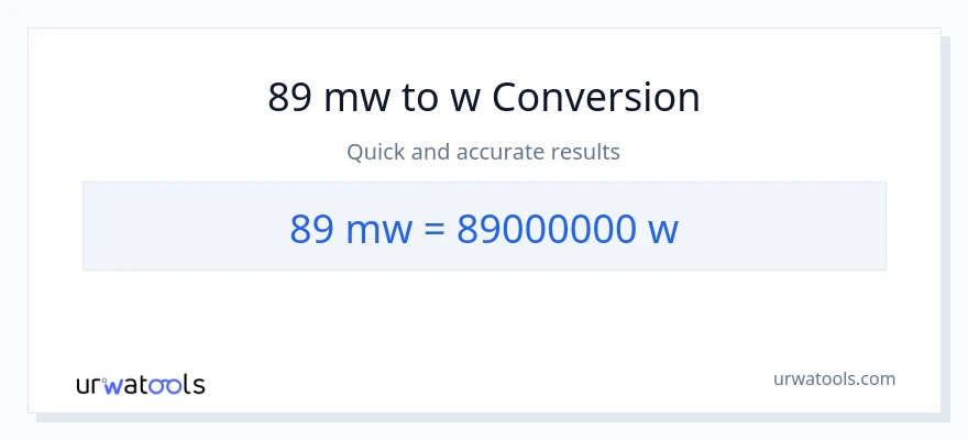 Conversió de 89 megawatts a watts