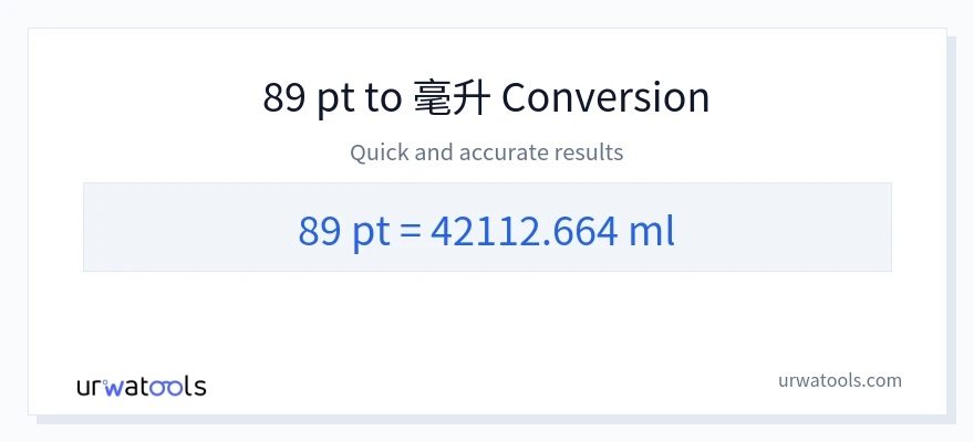 89 Pints 到 毫升 轉換