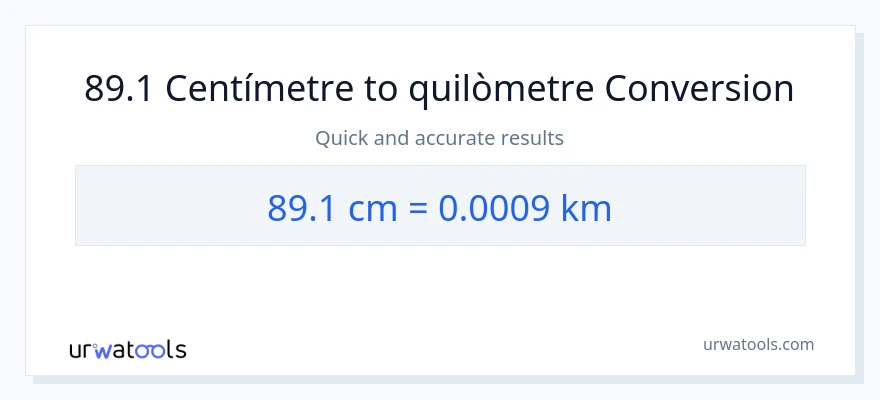 Conversió de 89.1 Centímetres a Quilòmetres