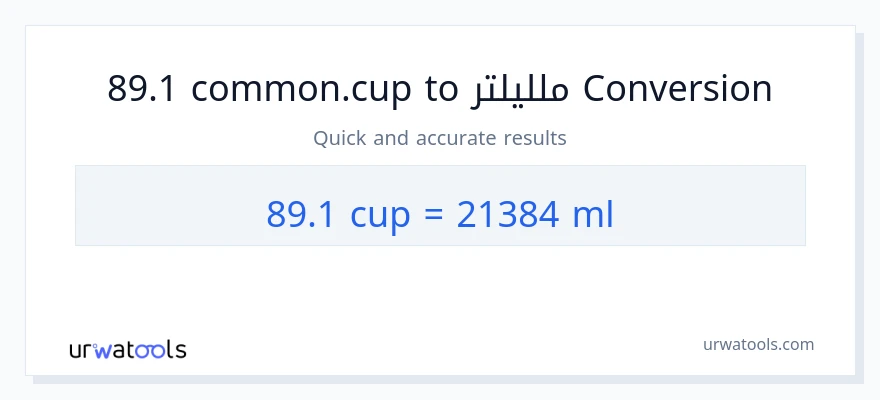 التحويل من 89.1 أكواب إلى ملليلتر