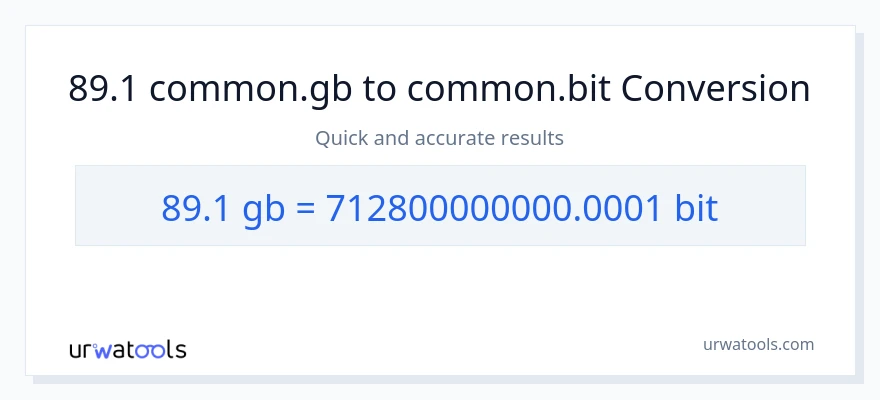 Penukaran 89.1 Gigabytes kepada Bits