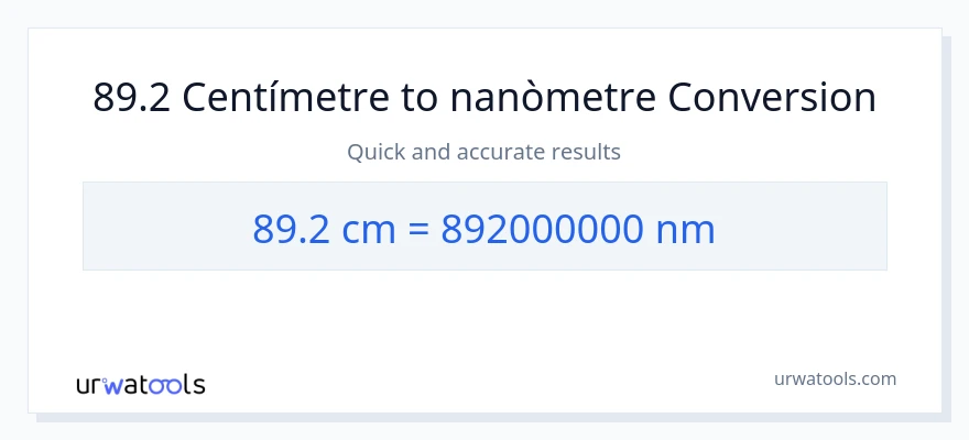 Conversió de 89.2 Centímetres a nanòmetres
