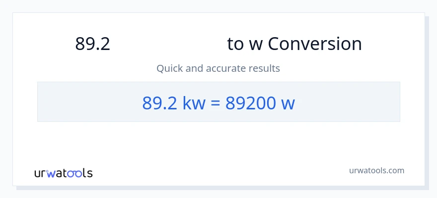 89.2 കിലോവാട്ട്സ് ൽ നിന്ന് വാട്ട്സ് ലേക്ക് പരിവർത്തനം