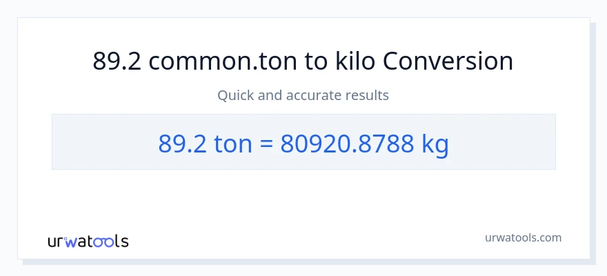 89.2 Tons patungong kilo na conversion