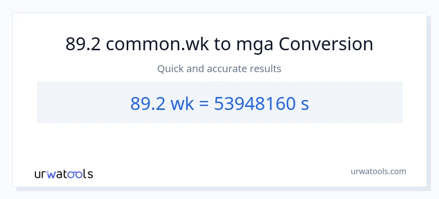 89.2 Mga Linggo patungong Segundo na conversion