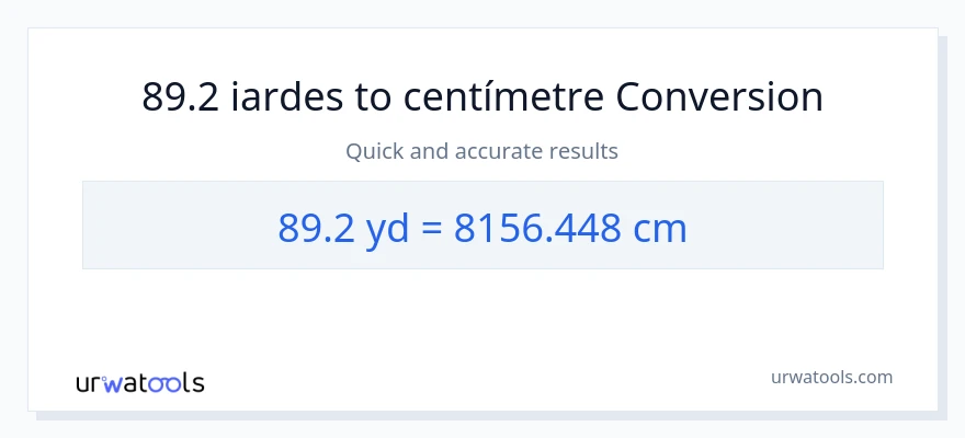 Conversió de 89.2 iardes a Centímetres