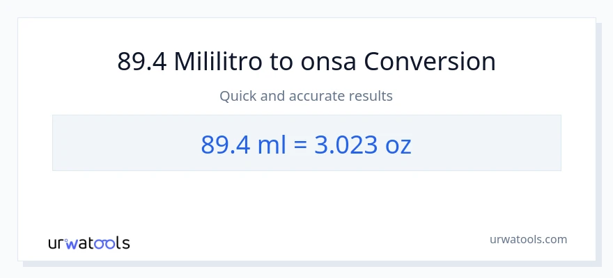 89.4 mga mililitro patungong Mga onsa na conversion