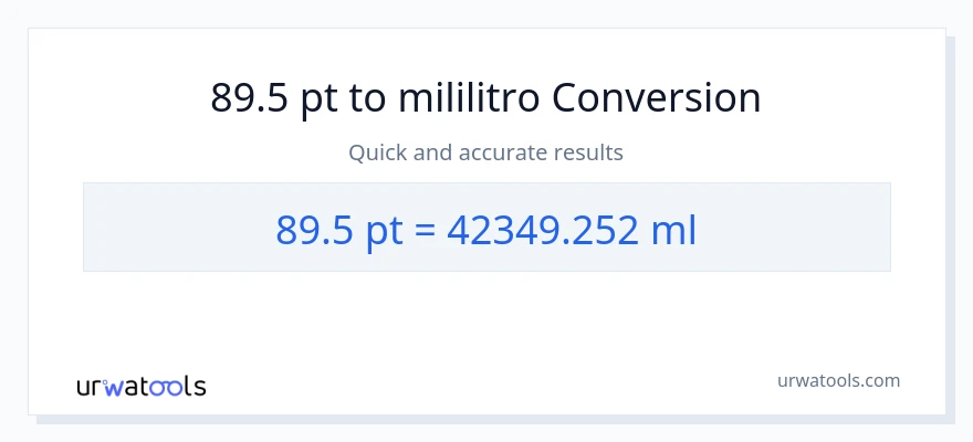89.5 Pints patungong mga mililitro na conversion
