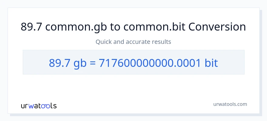 Conversion 89.7 Gigabytes vers Bits