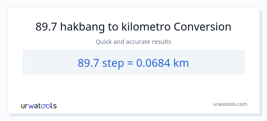 89.7 mga hakbang patungong Kilometro na conversion