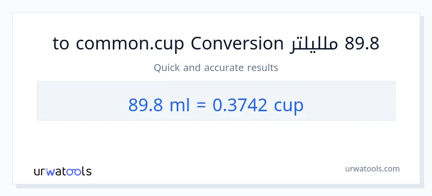 التحويل من 89.8 ملليلتر إلى أكواب
