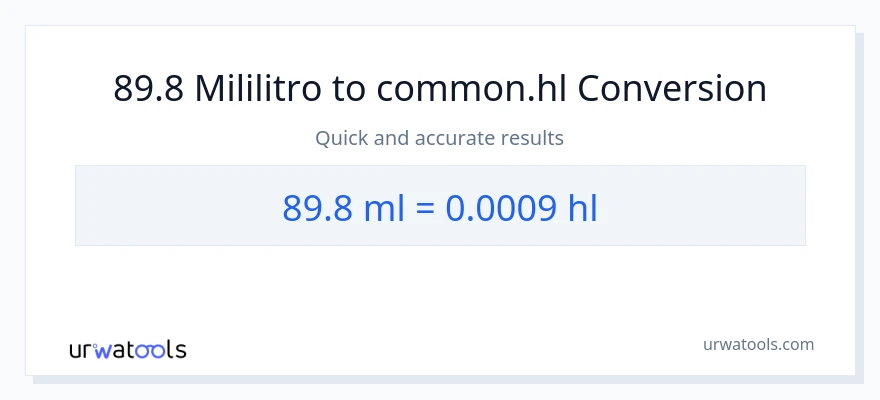 89.8 mga mililitro patungong Hls na conversion