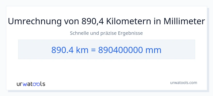 890.4 Kilometer zu Millimeter Umwandlung
