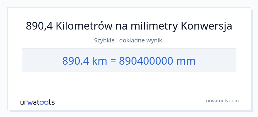 Konwersja 890.4 kilometrów do milimetry