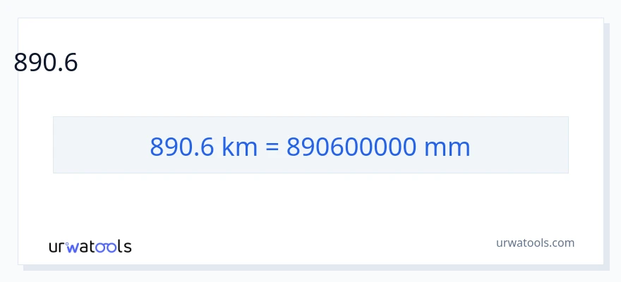 890.6 కిలోమీటర్లు నుండి మిల్లీమీటర్లు కు మార్పిడి