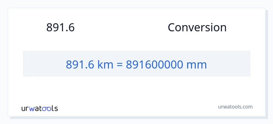 การแปลง 891.6 กิโลเมตร เป็น มิลลิเมตร