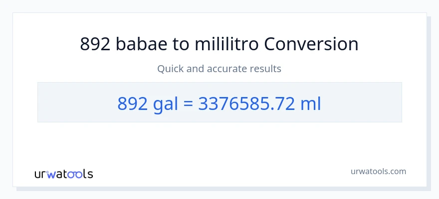 892 Mga galon patungong mga mililitro na conversion