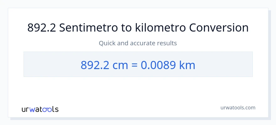 892.2 Mga Sentimetro patungong Kilometro na conversion
