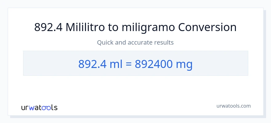 892.4 mga mililitro patungong miligramo na conversion