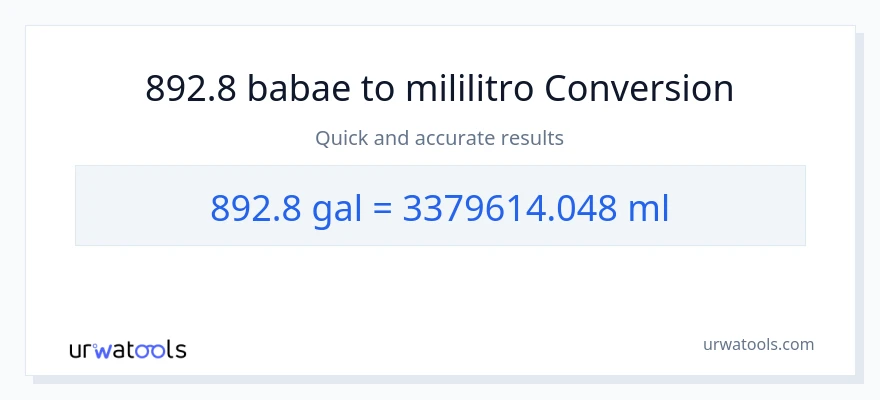 892.8 Mga galon patungong mga mililitro na conversion