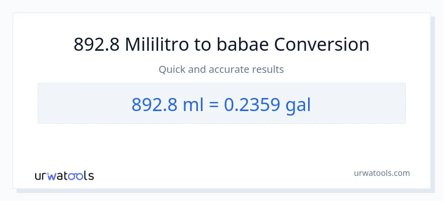 892.8 mga mililitro patungong Mga galon na conversion
