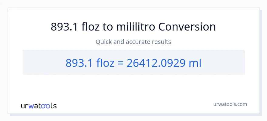 893.1 mga onsa ng likido patungong mga mililitro na conversion