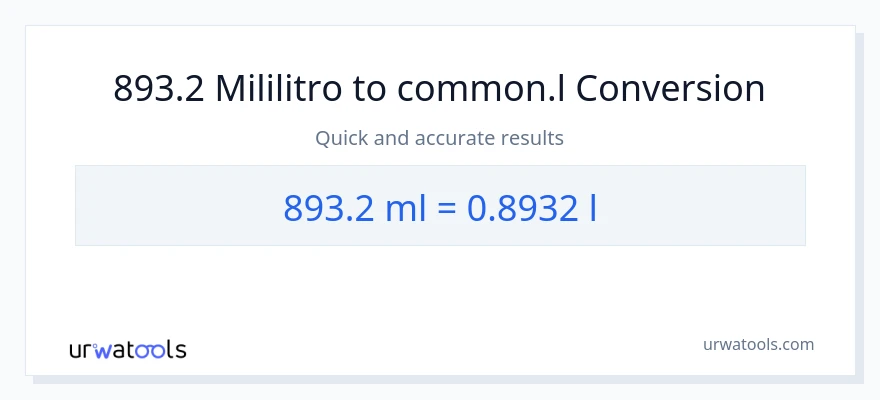 893.2 mga mililitro patungong Liters na conversion