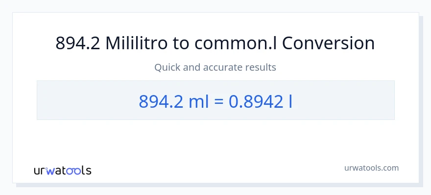 894.2 mga mililitro patungong Liters na conversion