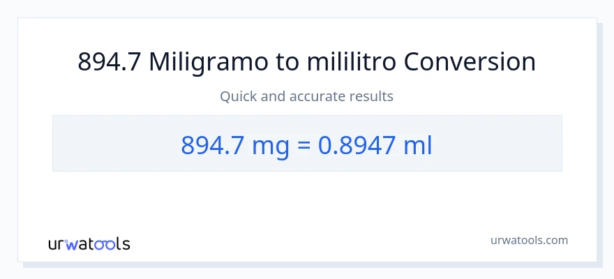 894.7 miligramo patungong mga mililitro na conversion