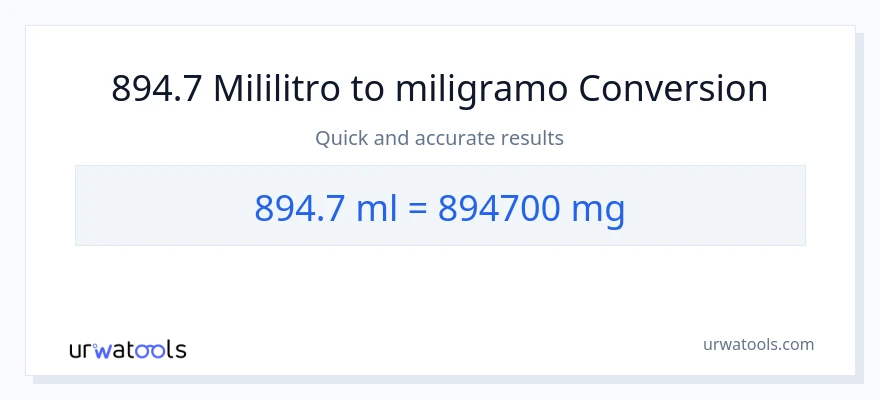 894.7 mga mililitro patungong miligramo na conversion