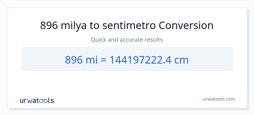 896 milya patungong Mga Sentimetro na conversion