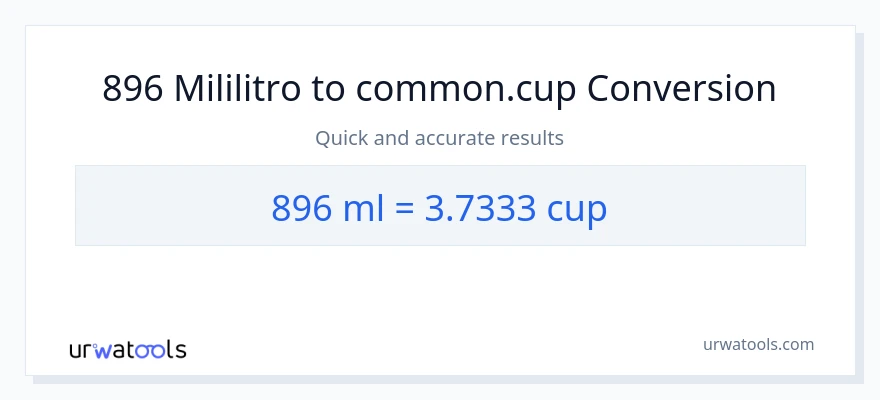 896 mga mililitro patungong mga tasa na conversion