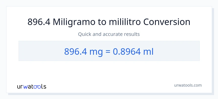 896.4 miligramo patungong mga mililitro na conversion