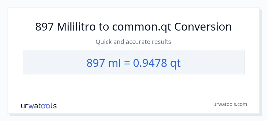 897 mga mililitro patungong Quarts na conversion