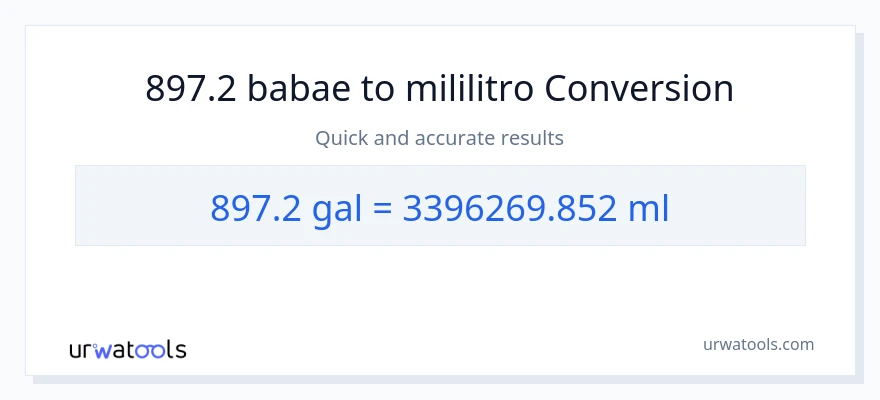 897.2 Mga galon patungong mga mililitro na conversion
