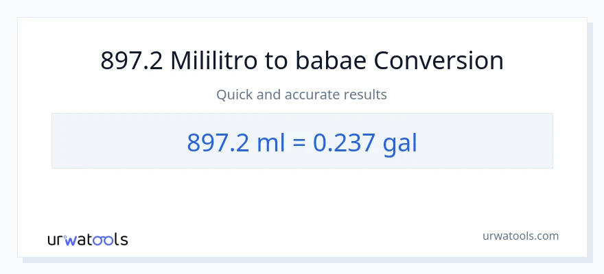 897.2 mga mililitro patungong Mga galon na conversion