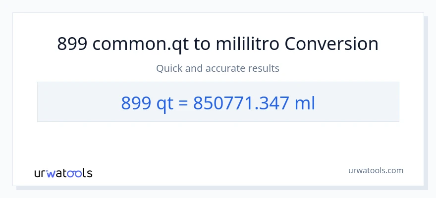 899 Quarts patungong mga mililitro na conversion