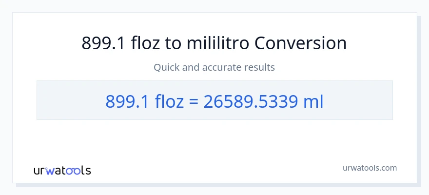899.1 mga onsa ng likido patungong mga mililitro na conversion